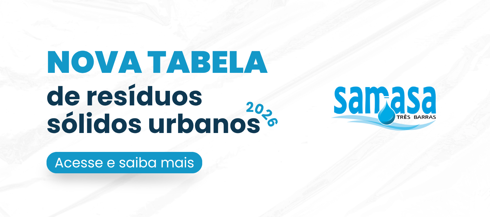 NOVA TABELA DE RESÍDUOS SÓLIDOS URBANOS 2026